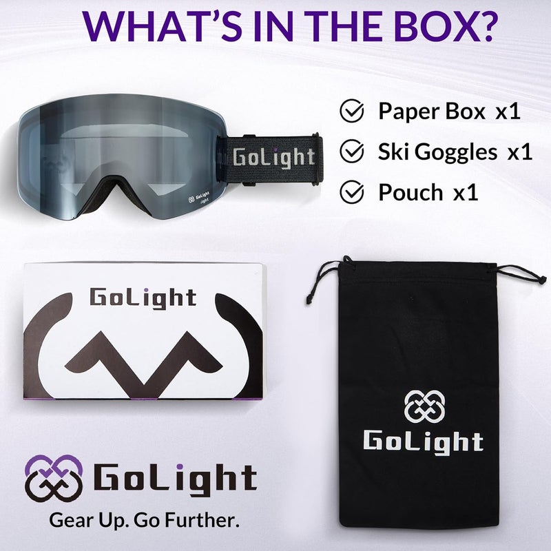 Golight XL Frameless Ski Goggles – OTG Snowboard Goggles with Anti-Fog Lens, UV400 REVO Mirror Protection for Men & Women - Image 3
